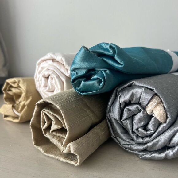 Raw Silk Fabric Remnants 1/2 - 3/4 yard cuts, Gold, Ivory, Silver, Turquoise - Picture 2 of 14